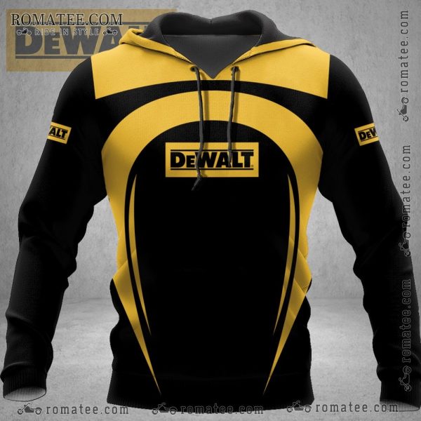 Dewalt Black and Yellow Graphic Hoodie with Bold Logo Design