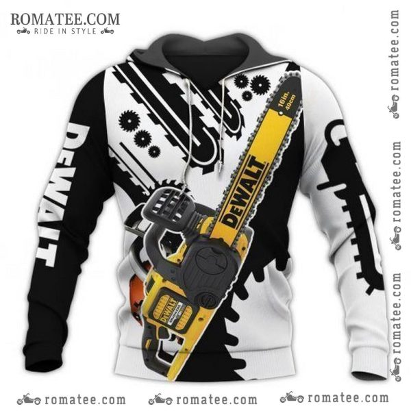 Dewalt Chainsaw Graphic Hoodie with Bold Chainsaw Art and Industrial Design Elements