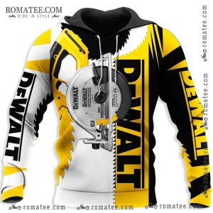 Dewalt Circular Saw Graphic Hoodie with Bold Yellow and Black Tool Design