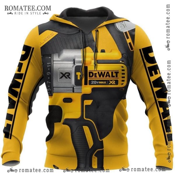 Dewalt Drill Art Hoodie – 20V Max XR Power Tool Graphic Design Apparel