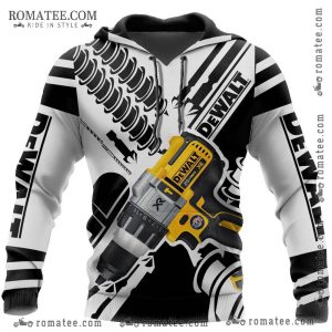 Dewalt Drill Artistic Hoodie with Bold Graphic Design and Industrial Motif