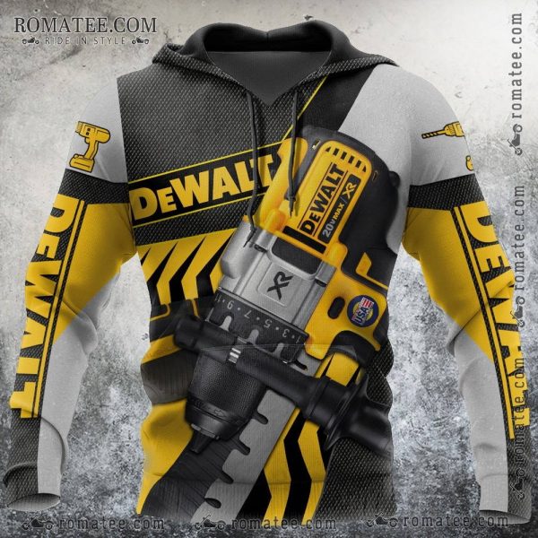 Dewalt Drill Graphic Hoodie – Bold Yellow and Black Design for Tool Enthusiasts