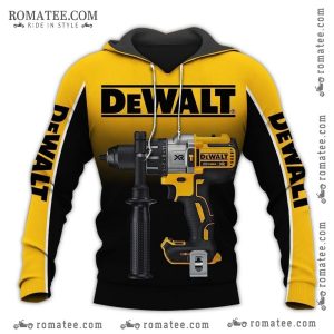 Dewalt Drill Graphic Hoodie with Bold Power Tool Design for DIY Enthusiasts