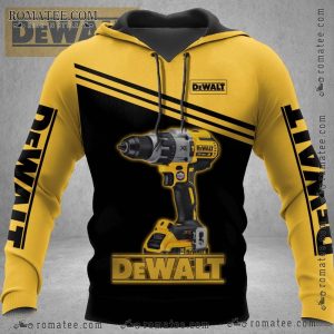 Dewalt Drill Mechanic Tool Hoodie with Bold Graphic Design and Striking Colors