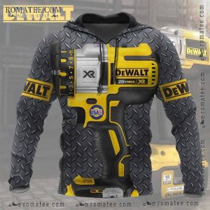 Dewalt Drill Tool Hoodie with Realistic 3D Industrial Metal Design