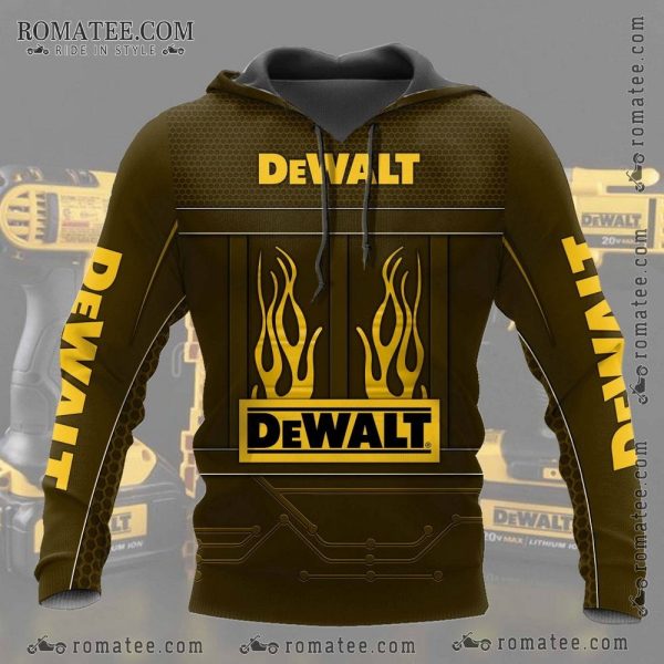 Dewalt Flames Graphic Hoodie with Industrial Design Elements