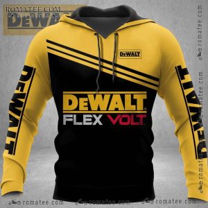 Dewalt Flex Volt Graphic Hoodie with Bold Yellow and Black Design for Power Tool Enthusiasts