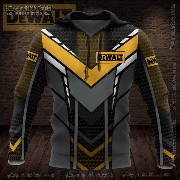 Dewalt Hexagon Pattern Hoodie with Bold Yellow and Gray Design