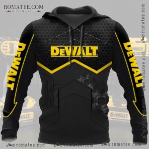 Dewalt Industrial Gear Hoodie – Bold Black and Yellow Design with Mechanical Elements