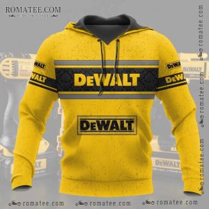 Dewalt Industrial Hoodie with Bold Graphic Design and Vibrant Yellow Accents