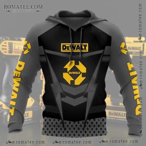 Dewalt Industrial-Themed Graphic Hoodie with Bold Yellow Accents and Modern Design