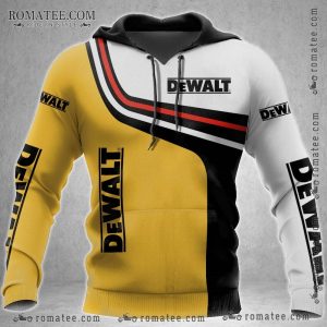 Dewalt Inspired Color Block Hoodie with Bold Branding and Graphic Design Elements