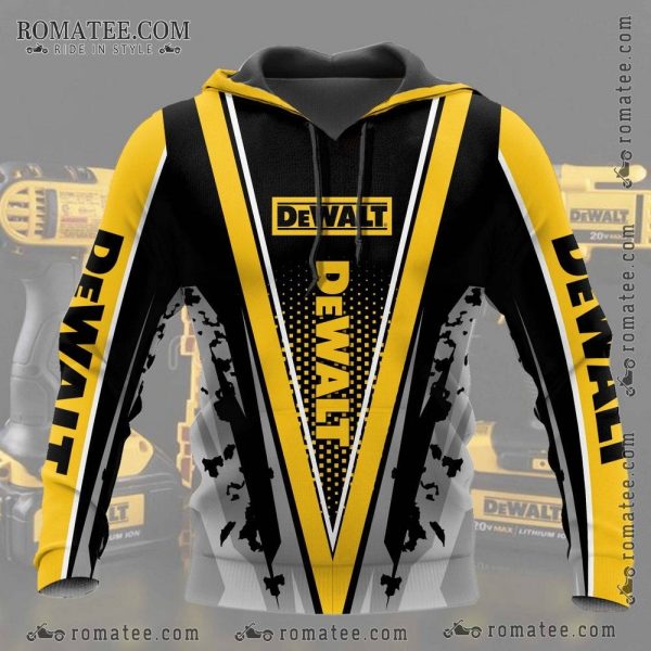 Dewalt Inspired Graphic Hoodie with Bold Yellow and Black Design