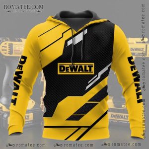 Dewalt Inspired Graphic Hoodie with Bold Yellow and Black Design for Builders