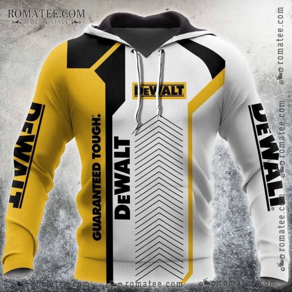 Dewalt Inspired Graphic Hoodie with Bold Yellow and Black Industrial Design