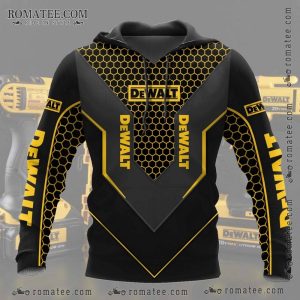 Dewalt Inspired Honeycomb Graphic Hoodie with Bold Yellow Accents