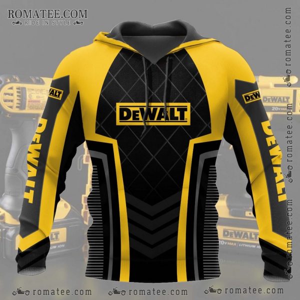 Dewalt Inspired Hoodie with Bold Geometric Design and Iconic Branding