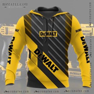 Dewalt Inspired Striped Graphic Hoodie – Bold Yellow and Black Construction Theme