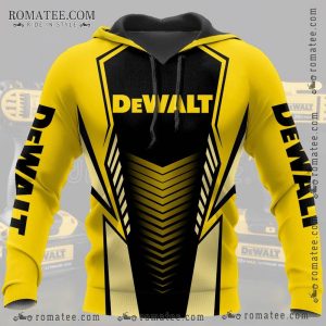 Dewalt Inspired Yellow and Black Graphic Hoodie with Striking Geometric Design