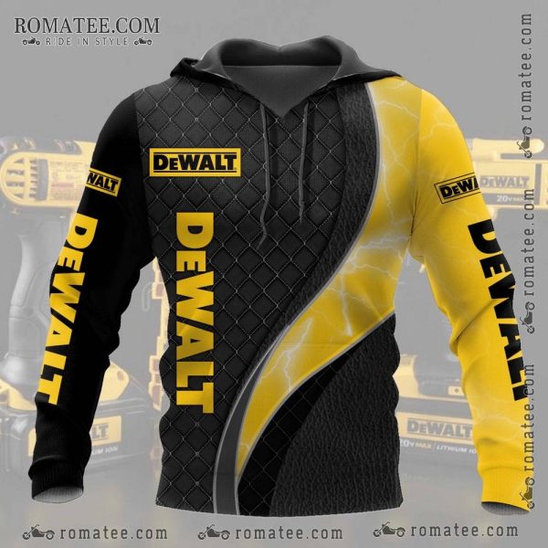 Dewalt Lightning Bolt Graphic Hoodie with Quilted Design and Bold Branding