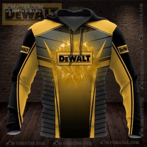 Dewalt Lion Graphic Hoodie – Bold Yellow and Black Construction Art Design