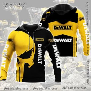 Dewalt Punisher Skull Hoodie – Black & Yellow Workwear with Bold Graphic Design