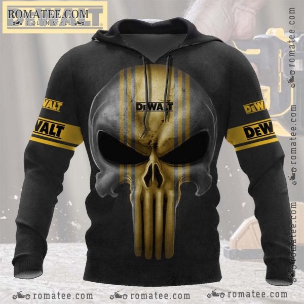 Dewalt Punisher Skull Hoodie with Striking Graphic Art and Bold Yellow Accents