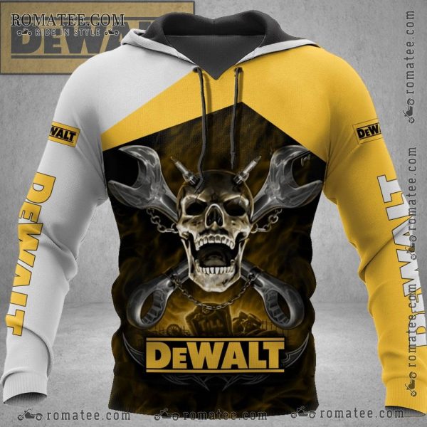 Dewalt Skull Graphic Hoodie with Chains and Tools Design