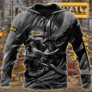 Dewalt Skull Graphic Hoodie with Industrial Art and Bold Design Elements