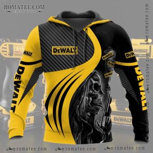 Dewalt Skull Gun Hoodie with Bold Yellow and Black Graphic Design