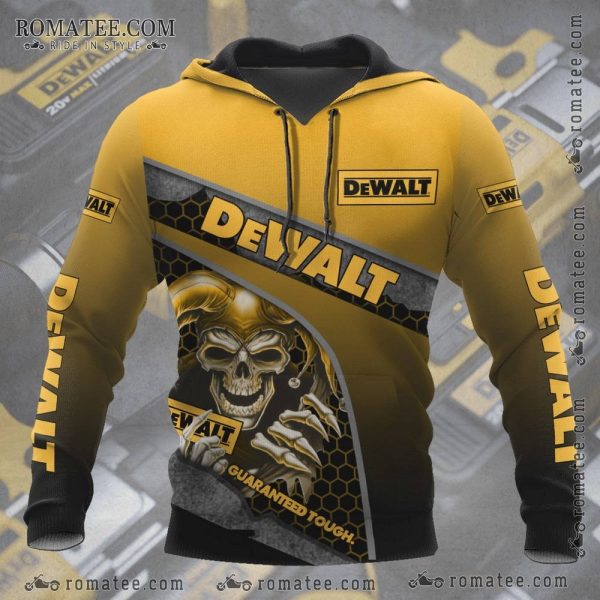 Dewalt Skull Hoodie – Honeycomb Design, Yellow and Black, Romatee.com