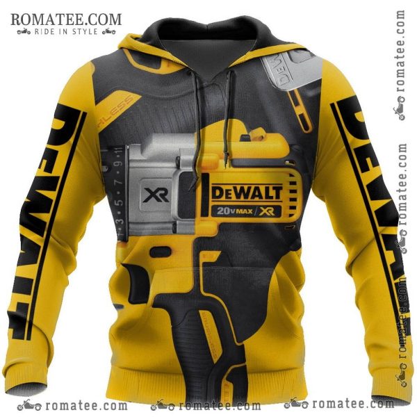 Dewalt XR Drill-Inspired Hoodie with Bold Graphic Design and Vibrant Yellow Accents