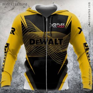 Dewalt XR FlexVolt Hooded Sweatshirt with Dynamic Wave Design in Bold Yellow and Black