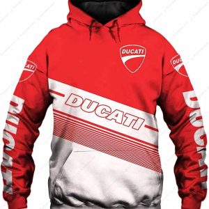 Ducati Logo Graphic Hoodie – Red and White Biker Apparel