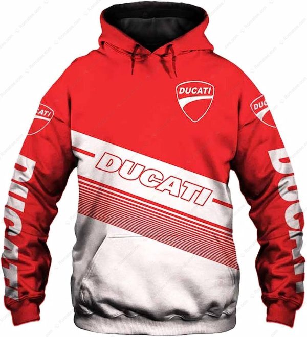 Ducati Logo Graphic Hoodie – Red and White Biker Apparel