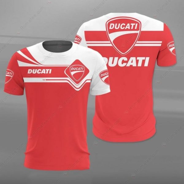 Ducati Logo T-Shirt – Men’s Red and White Motorcycle Shirt