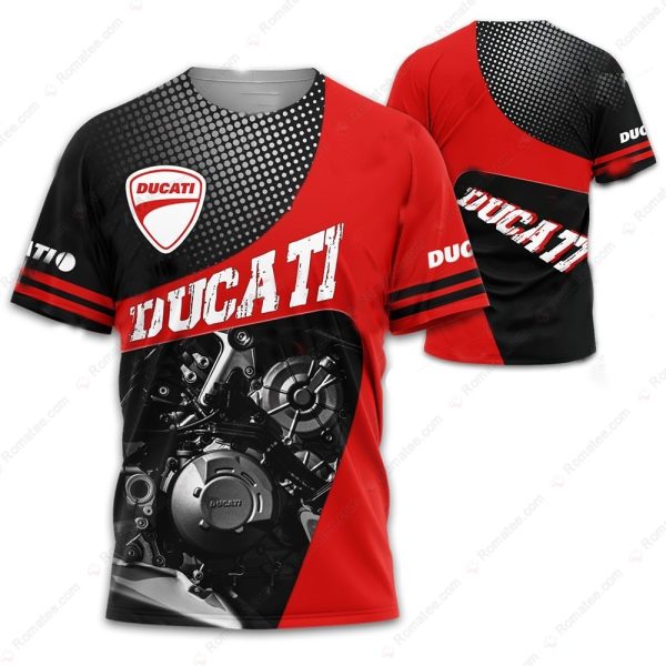 Ducati Motorcycle Engine Close-Up T-Shirt, Men’s Ducati Racing Graphic Shirt