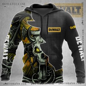 Fiery Glowing Eyes Skull Sword Hoodie with DeWalt Branding