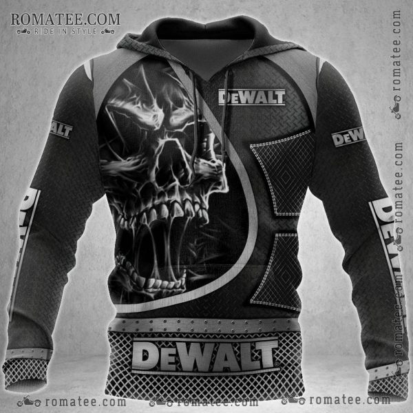 Flaming Skull Scream DEWALT Hoodie with Edgy Graphic Design for Bold Style Enthusiasts