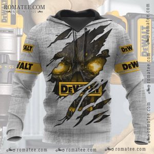 Glowing Eyes Skull Scratch Dewalt Hoodie with Fierce Skull Art and Bold Dewalt Branding