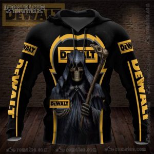 Grim Reaper Dewalt Graphic Hoodie with Bold Skull Art and Striking Yellow Accents