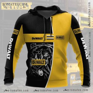 Grim Reaper Skull DeWalt Hoodie – Gothic Design, Black & Yellow Themed Apparel