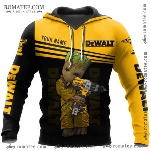 Groot Construction Hoodie with Dewalt Graphic Design and Custom Name Option