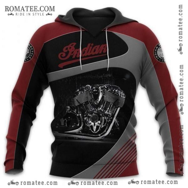 Indian Motorcycle Engine Graphic Hoodie – Vintage Biker Style Apparel