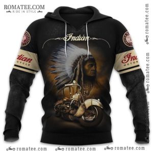 Indian Motorcycle Hoodie Native American Headdress Vintage Bike Design Retro Biker Gear Jacket