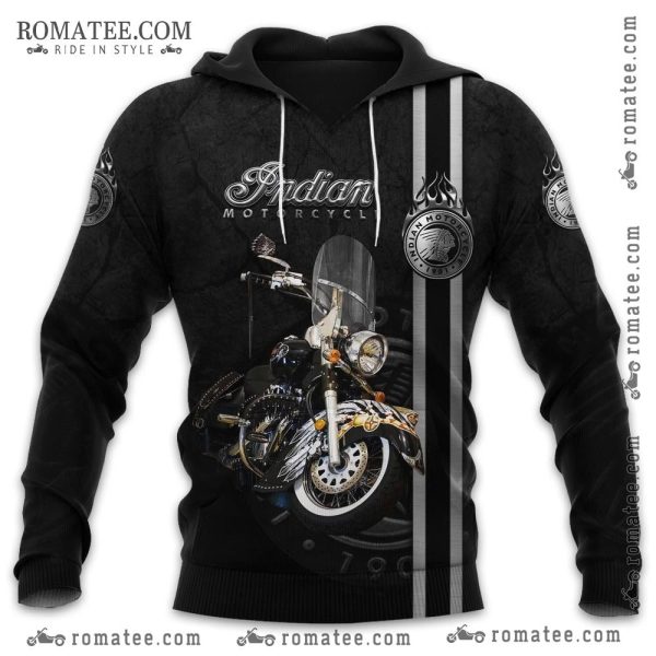 Indian Motorcycle Hoodie with Classic Bike Graphic and Vintage Logo Design