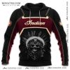 Indian Motorcycle Hoodie with Native American Headdress Design, Black and Maroon Pullover