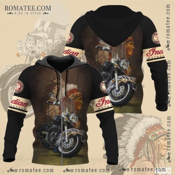 Indian Motorcycle Native American Headdress Art Hoodie for Enthusiasts