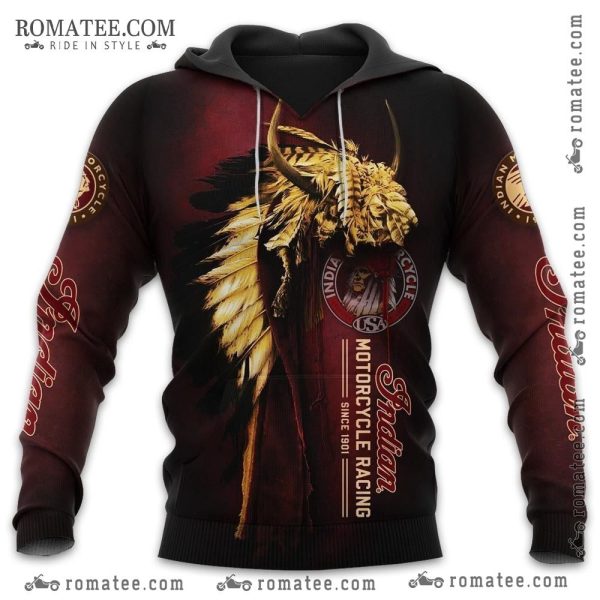 Indian Motorcycle Racing Hoodie with Majestic Eagle and Vintage Graphics