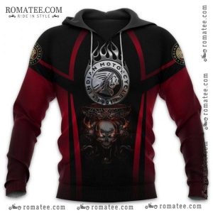 Indian Motorcycle Skull Flame Hoodie – Native American Chief Biker Gear